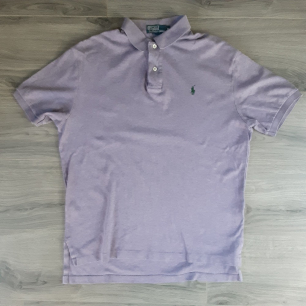 Polo Ralph Lauren Mens Medium Purple Heathered Short Sleeve Cotton Polo Shirt